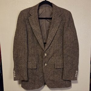 Harris Tweed Pure Scottish Wool Men's Blazer Sport Coat Jacket Size 40 Short Tan